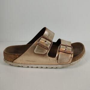 Birkenstock Arizona metallic Rose Gold casual summer sandals womens 6-6.5 (37)
